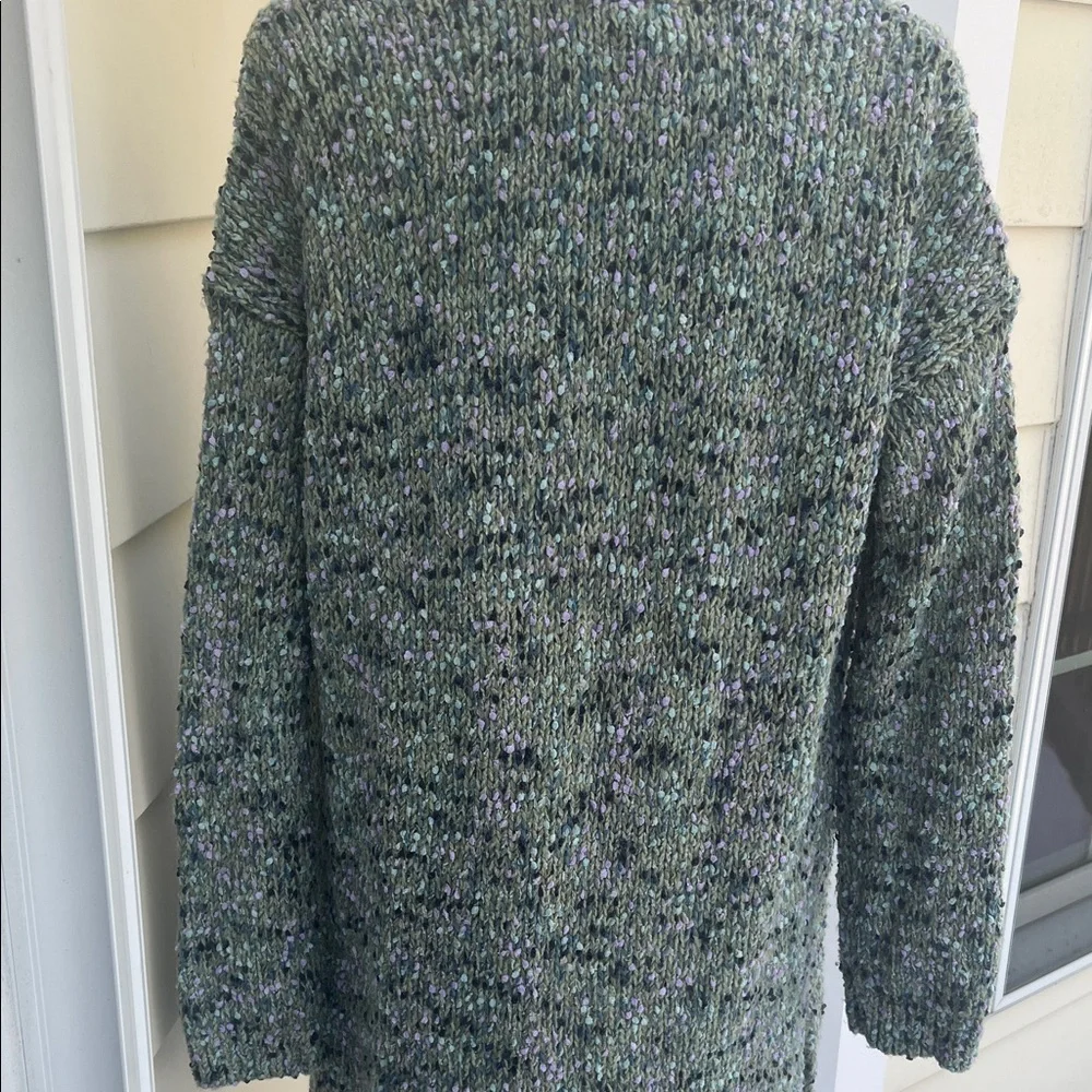 J. Jill Speckled Textured Cozy Knit Cardigan Timeless Minimalist Open Front